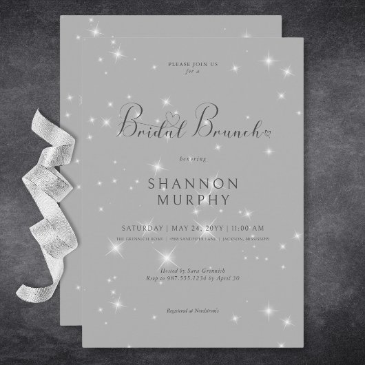 Invitation Brunch nuptial minimaliste gris moderne