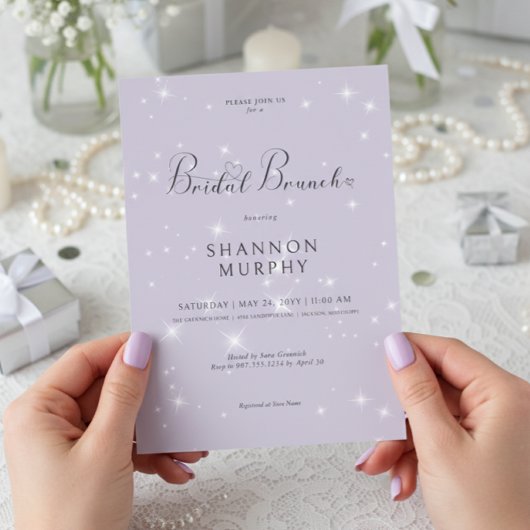 Invitation Brunch nuptial minimaliste violet moderne