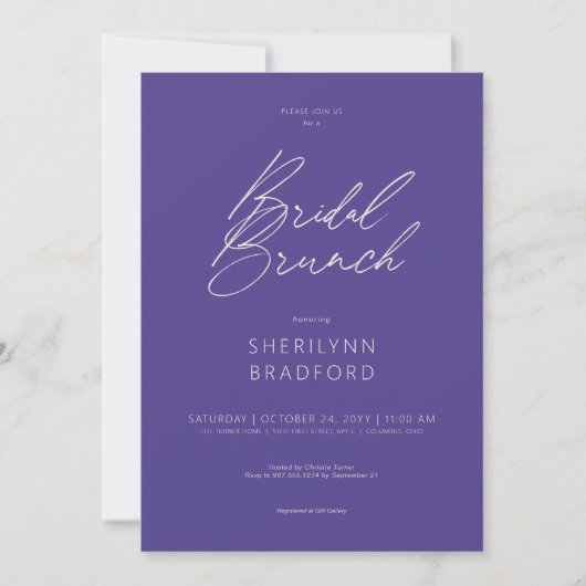Invitation Brunch nuptial minimaliste violet moderne (Devant)
