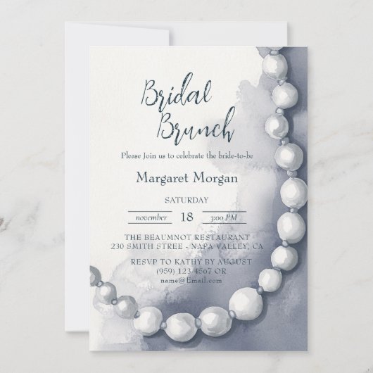 Invitation Brunch nuptial moderne de perles blanches (Devant)