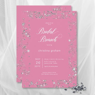 Invitation Brunch nuptial moderne en verre rose