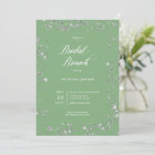 Invitation Brunch nuptial moderne en verre vert diamant cadre (Debout devant)