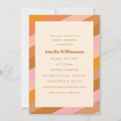 Invitation Brunch nuptial moderne géométrique rose orange rét (Devant)