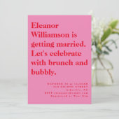 Invitation Brunch nuptial moderne Gras Rose et Typographie Ro (Debout devant)