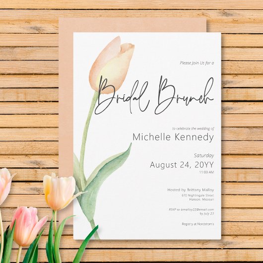 Invitation Brunch nuptial moderne Peach Tulip Solo