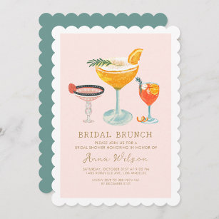 Invitation Brunch nuptial moderne Pinky Cocktails Blush Bride