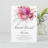 Invitation Brunch nuptial moderne rose et argent (Debout devant)