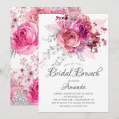 Invitation Brunch nuptial moderne rose et argent (Devant / Derrière)