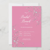 Invitation Brunch nuptial moderne rose et blanc de diamants d (Devant)