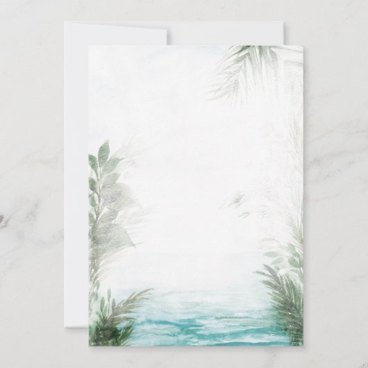 Invitation Brunch nuptial moderne Tropical Sea & Palms (Dos)