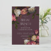 Invitation Brunch nuptial Moody Burgundy & Cream Peonies (Debout devant)