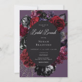Invitation Brunch nuptial noir d'Halloween Glam Floral violet (Devant)