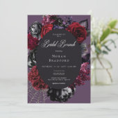 Invitation Brunch nuptial noir d'Halloween Glam Floral violet (Debout devant)