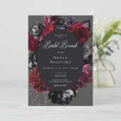 Invitation Brunch nuptial noir floral d'Halloween foncé (Debout devant)