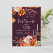 Invitation Brunch nuptial noir rouset boho floral bordeaux (Debout devant)