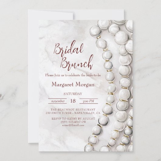 Invitation Brunch nuptial perles blanches (Devant)