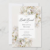 Invitation Brunch nuptial romantique blanc et rose floral (Devant)