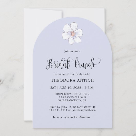 Invitation Brunch nuptial romantique Lilac (Devant)