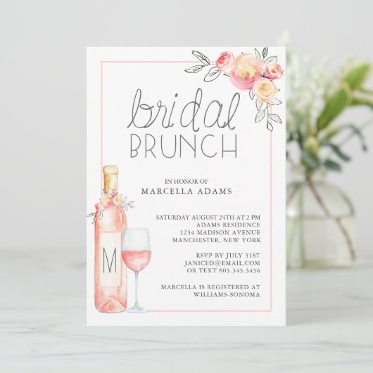 Invitation Brunch nuptial rosé (Debout devant)