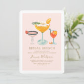 Invitation Brunch nuptial rose Coctails Fête des mariées blus (Debout devant)