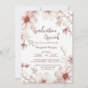 Invitation Brunch nuptial rose et blanc cerise en fleur