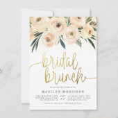 Invitation Brunch nuptial rose et bleu floral (Devant)