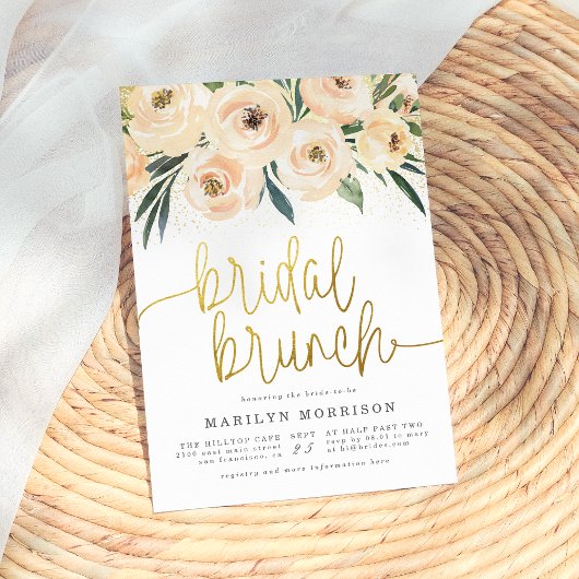 Invitation Brunch nuptial rose et bleu floral