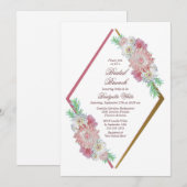 Invitation Brunch nuptial rose floral (Devant / Derrière)