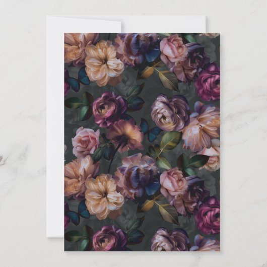 Invitation Brunch nuptial rose foncé et doré (Dos)