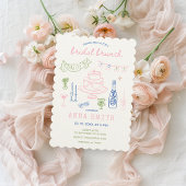 Invitation Brunch nuptial rose-rose-bleu rose