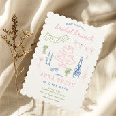 Invitation Brunch nuptial rose-rose-bleu rose