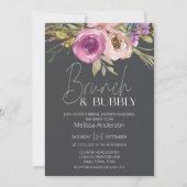 Invitation Brunch nuptial rose violet à charbon de bois (Devant)