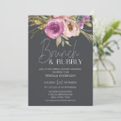 Invitation Brunch nuptial rose violet à charbon de bois (Debout devant)