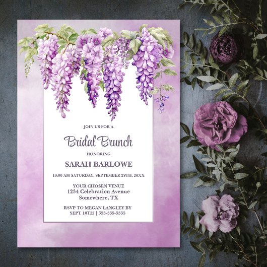 Invitation Brunch nuptial rose Wisteria