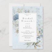 Invitation Brunch nuptial rustique bleu et blanc à cadre flor (Devant)