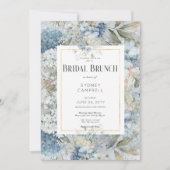 Invitation Brunch nuptial rustique bleu floral (Devant)