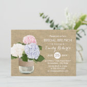 Invitation Brunch nuptial rustique Hydrangea Mason Jar Burlap (Debout devant)