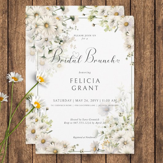 Invitation Brunch nuptial Rustique White Daisies