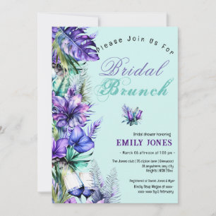 Invitation Brunch nuptial tropical violet moderne