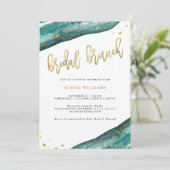 Invitation Brunch nuptial Turquoise et Gold Geode (Debout devant)