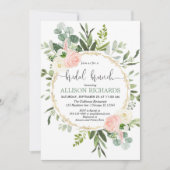Invitation Brunch nuptial vert or rose eucalyptus floral (Devant)