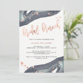 Invitation Brunch nuptiale gris rose de l'or | Geode de Faux (Debout devant)