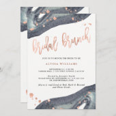 Invitation Brunch nuptiale gris rose de l'or | Geode de Faux (Devant / Derrière)