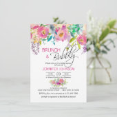 Invitation Brunch nuptiale pourpre rose floral d'aquarelle (Debout devant)