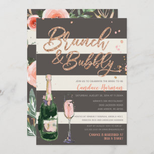 Invitation Brunch & Parties scintillant Rose Fête des mariées