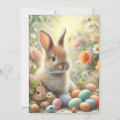 Invitation Brunch pascal jaune pastel avec lapin (Dos)