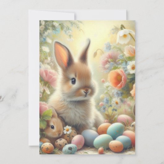 Invitation Brunch pascal jaune pastel avec lapin (Dos)