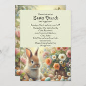 Invitation Brunch pascal jaune pastel avec lapin (Devant / Derrière)