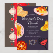 Invitation Brunch personnalisé pour la fête des mères | thème (Devant / Derrière)