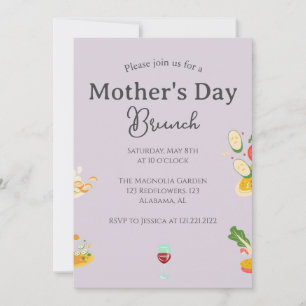 Invitation Brunch personnalisé pour la fête des mères thème